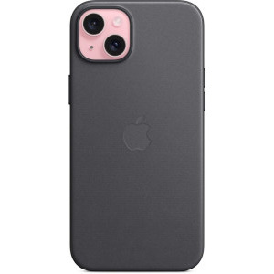 Apple Protectie pentru spate, material FineWoven, cu MagSafe pentru iPhone 15 Plus, culoare Black