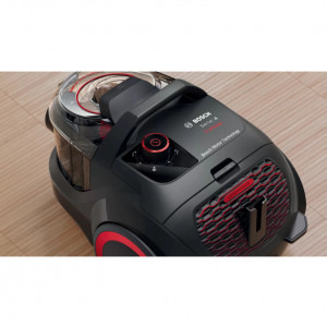 Bosch Serie 4 BGC21POW1, 2L, 750W, Negru-Rosu, fara sac, Negru - Rosu