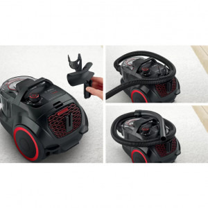 Bosch Serie 4 BGC21POW1, 2L, 750W, Negru-Rosu, fara sac, Negru - Rosu
