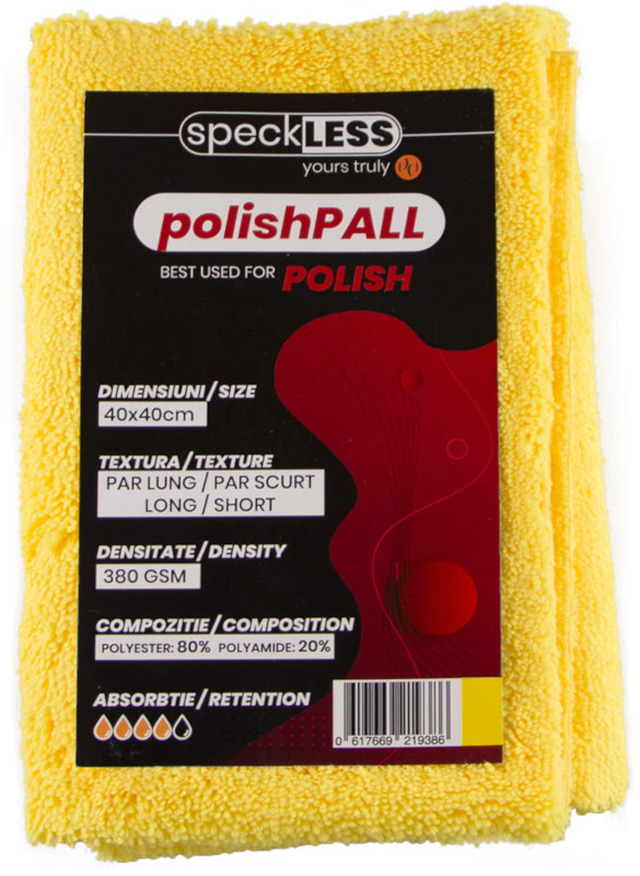 Produs microfibra speckLESS Laveta microfibre profesionala polishPALL 380 GSM Galben 25 buc
