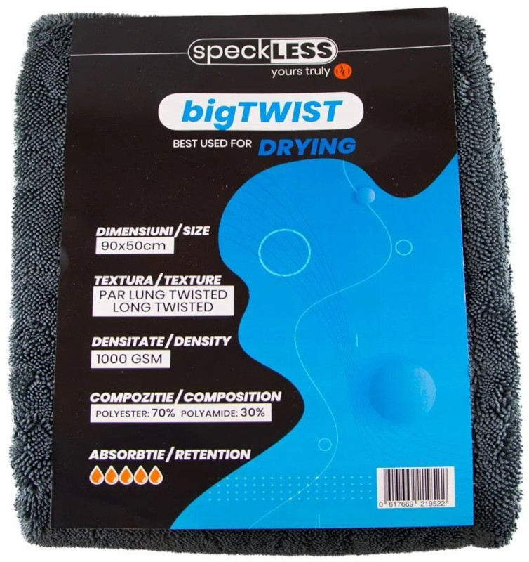 Produs microfibra speckLESS Prosop microfibre uscare auto bigTWIST Gri