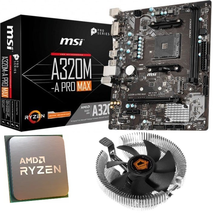 Procesor AMD Ryzen 3 3200G 3.6GHz + Placa de baza MSI A320M-A PRO MAX (Starter KIT)