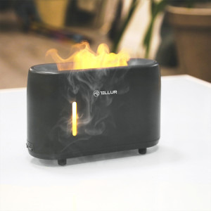 Tellur Difuzor aromaterapie cu flacara, Autonomie 15 ore, Capacitate 240 mL, Negru