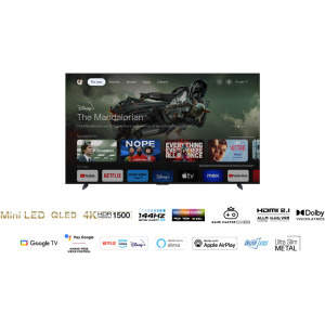 TCL Smart TV QLED Mini LED 98C805 Seria C805 248cm gri-negru 4K UHD HDR