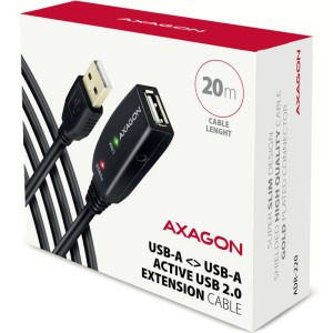 AXAGON USB 2.0 tip A Male - USB 2.0 tip A Female, 20m, negru