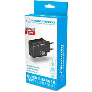 Esperanza 4x USB, 36W Black