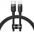 Cablu de date / adaptor Baseus High Density Braided, CATLGD-A01, USB-C Male la Lightning Male, 2 m, Black