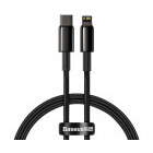 Cablu de date / adaptor Baseus Tungsten Gold, CATLWJ-01, USB-C Male la Lightning Male, 1 m, Black