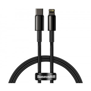 Cablu de date / adaptor Baseus Tungsten Gold, CATLWJ-A01, USB-C Male la Lightning Male, 2 m, Black