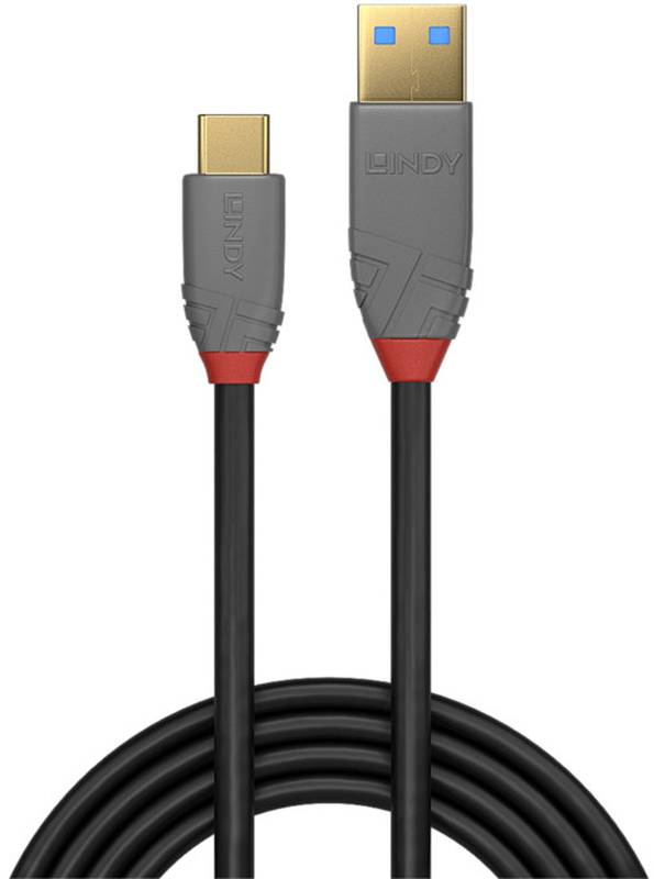 Cablu periferice LINDY Anthra, USB 3.1 Male tip A - USB Male tip C, 1.5m, negru-gri