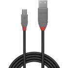 Cablu periferice LINDY USB 2.0 Male tip A - miniUSB 2.0 Male tip B, 1m, negru-gri