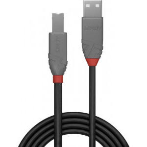 Cablu periferice LINDY Anthra, USB 2.0 Male tip A - USB 2.0 Male tip B, 5m, negru-gri