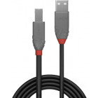 Cablu periferice LINDY Anthra, USB 2.0 Male tip A - USB 2.0 Male tip B, 0.5m, negru-gri