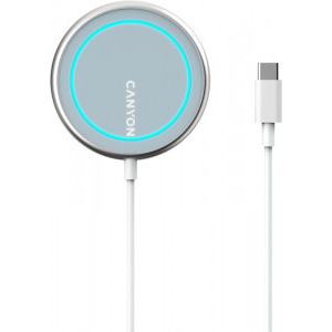 Canyon WS-100  Wireless Qi Fast charge pentru iPhone 15W, Silver