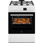 Aragaz Electrolux LKK660220W, Mixt, 4 arzatoare, Sistem de siguranta, Aprindere integrata, SteamBake, AirFry, Grill electric, 60 cm, Alb