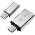 Cablu de date / adaptor Logilink AU0040 Adaptor OTG, USB-C Male la USB Female + micro USB Female, Grey
