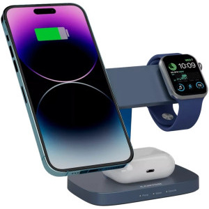 Canyon 3-in-1, Wireless Charging Station Hexagon 310, Dark Grey/Blue, cu adaptor 20W