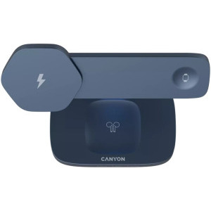 Canyon 3-in-1, Wireless Charging Station Hexagon 310, Dark Grey/Blue, cu adaptor 20W