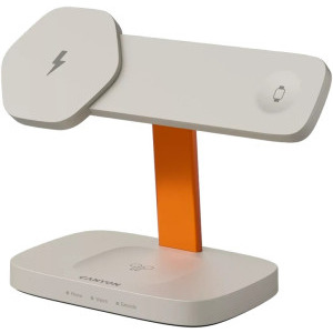 Canyon 3-in-1, Wireless Charging Station Hexagon 310, Light Grey/Orange, cu adaptor 20W
