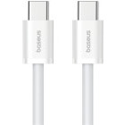 Cablu de date / adaptor Baseus Superior, USB-C Male la USB-C Male, 100 W, 1 m, White