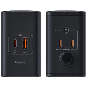 Baseus Digital GaN Intelligent, 3x USB-C, 1x USB, 1x DC, Quick Charge 240 W, GaN, Black