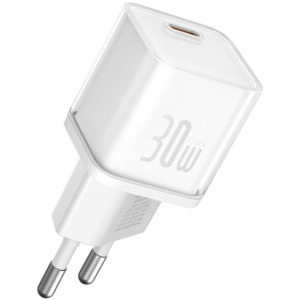 Incarcator retea Baseus P10162504213-00, 1x USB-C, Quick Charge 30 W, GaN, White