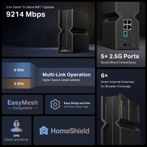 TP-LINK 2.5Gigabit ARCHER BE550 Tri-Band WiFi 7