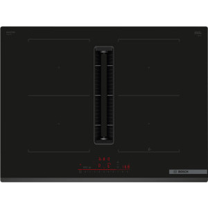 Plita incorporabila Bosch PVQ731H26E, Inductie, 4 zone de gatit, Hota integrata, CombiZone, DirectSelect, PerfectFry Plus, PowerBoost, 70 cm, Negru
